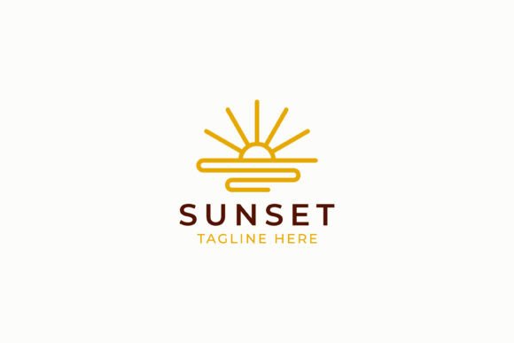 Beach Sunset Logo: Tropical Graphics & Logo Templates
