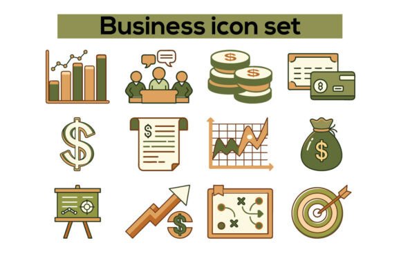 Business Line Icons Set – Minimal Corpor Graphics