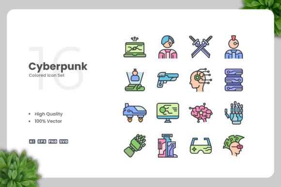 Cyberpunk Colored Icons: Modern Graphics for Bold Branding