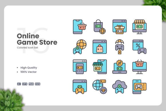 Game Store Icons: Vibrant Graphics for Crafters