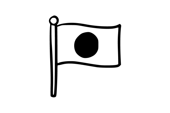 Hand-drawn Black Outline Japanese Flag: Graphics for Creative Branding