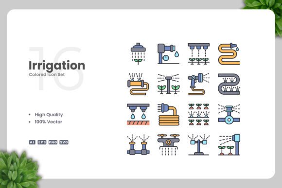 Irrigation Colored Icons: Fresh Graphics for Local Brands