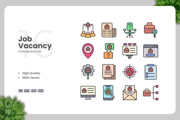 Job Vacancy Colored Icons: Modern Graphics for Blogs