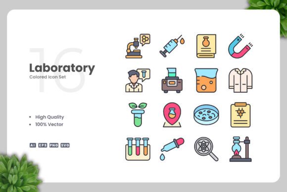 Laboratory Colored Icons: Modern Graphics for Editorial Use