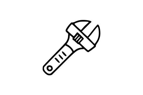Large Adjustable Wrench Line Art: Graphics for Creative Projects