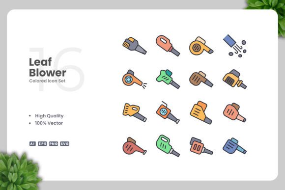 Leaf Blower Colored Icon: Vibrant Graphics for Icons