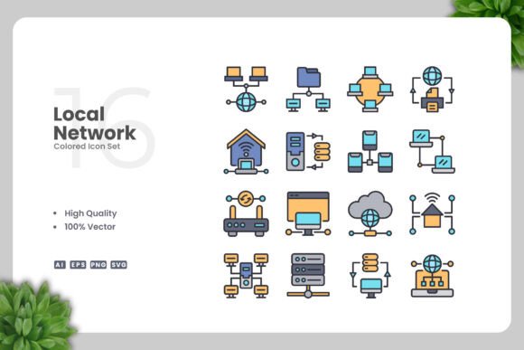 Local Network Colored Icons: Graphics for Modern Branding