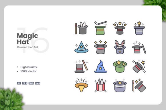 Magic Hat Colored Icons: Vibrant Graphics for Modern Design