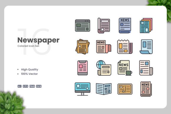 Newspaper Colored Icons: Graphics for Crafters