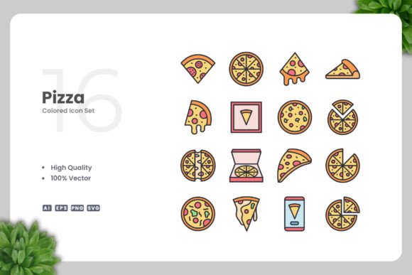 Pizza Colored Icons: Fresh Graphics for Branding