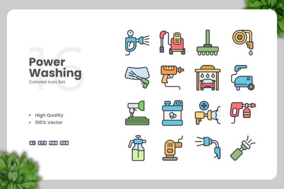 Power Washing Colored Icons: Fresh Graphics for Brands