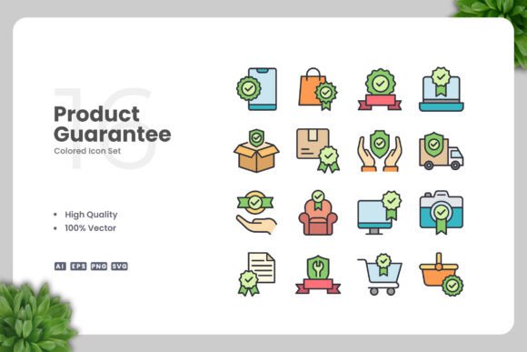 Product Guarantee Colored Icons: Essential Graphics
