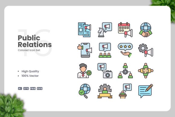 Public Relations Colored Icons: Graphics & Icons Review
