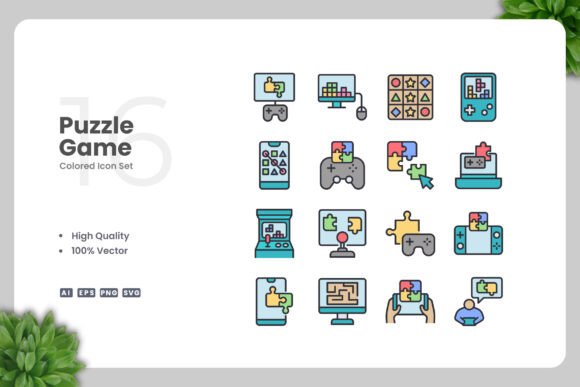 Puzzle Game Colored Icons: Graphics for Crafters