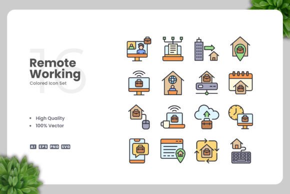 Remote Working Colored Icons: Graphics for Crafters