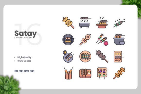 Satay Colored Icons: Premium Graphics for Modern Brands