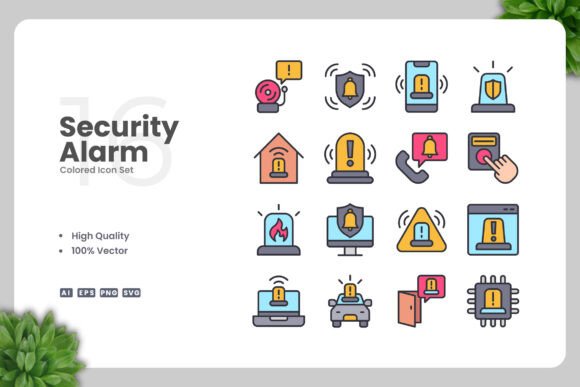 Security Alarm Icons: Clean Graphics for Crafters