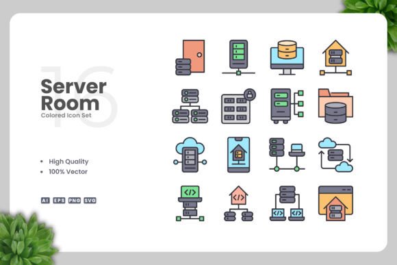 Server Room Icons: Clean Graphics for Modern Brands