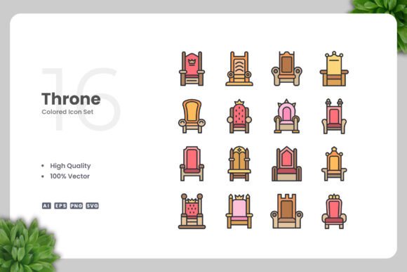 Throne Colored Icons: Premium Graphics for Crafters