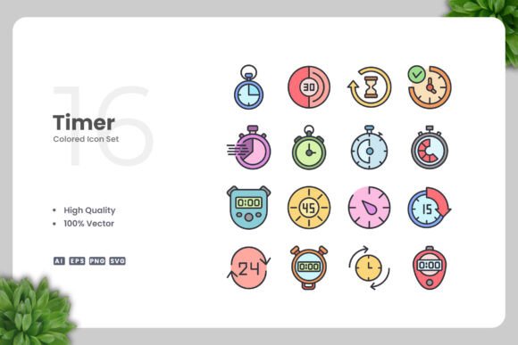 Timer Colored Icons: Graphics for Crafters