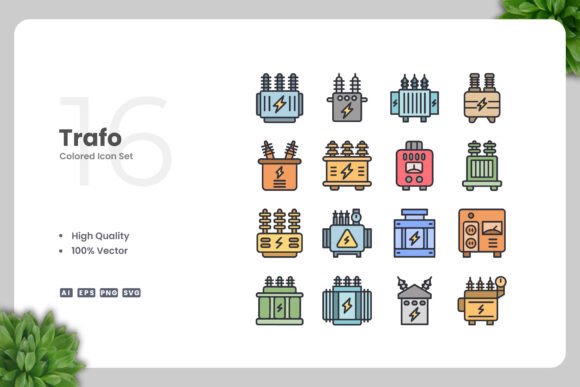 Trafo Colored Icons: Essential Graphics for Digital Sellers