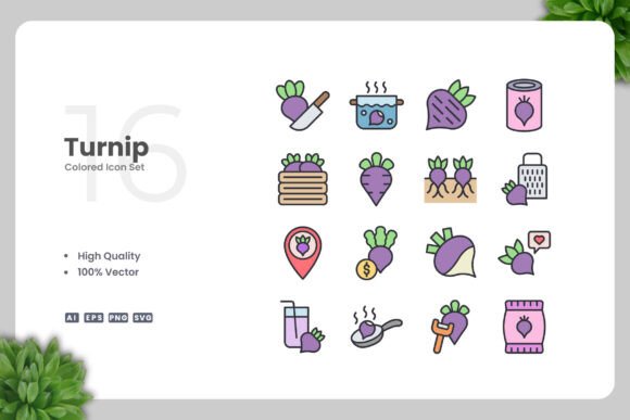 Turnip Colored Icons: Fresh Graphics for Modern Web Design