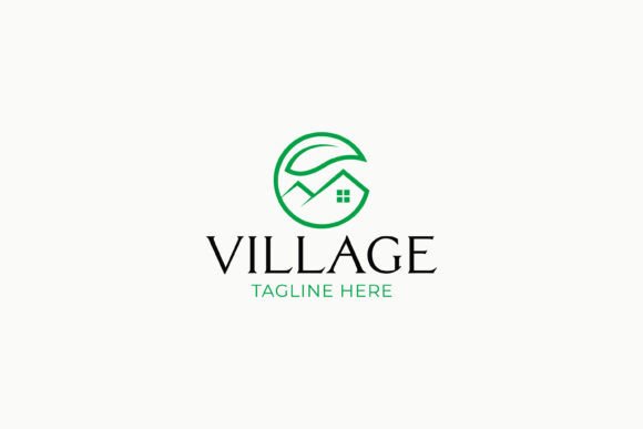 Village House Logo Green Nature: Graphics & Logo Templates