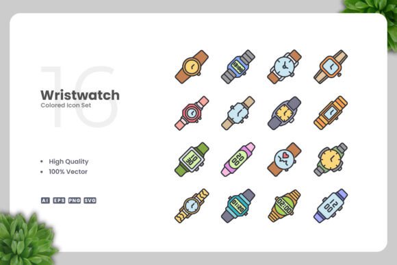 Wristwatch Colored Icons: A Designer's Review for Embroidery